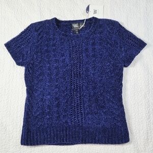 NWT Worth Collection Violette Chenille Honeycomb Cable Knit Tee